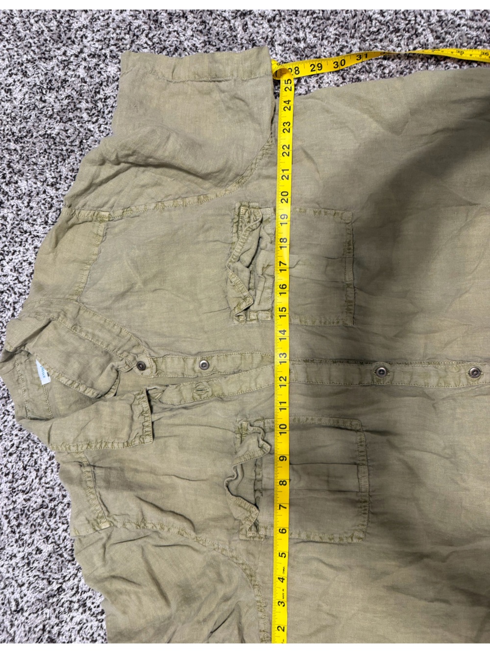 Green linen collared shirt dress - Picture 5 of 6